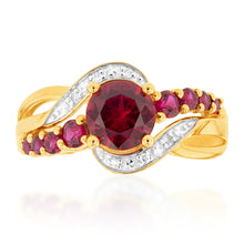 Load image into Gallery viewer, 9ct Yellow Gold Created Ruby and Diamond Ring