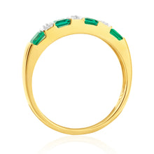 Load image into Gallery viewer, 9ct Created Emerald &amp; Diamond Ring