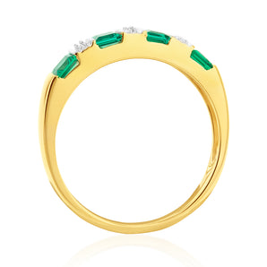 9ct Created Emerald and Diamond Ring