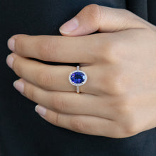 Load image into Gallery viewer, 9ct Created Sapphire &amp; Diamond Ring