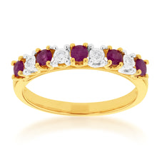 Load image into Gallery viewer, 9ct Yellow Gold Natural Ruby and Diamond Ring