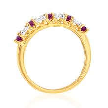 Load image into Gallery viewer, 9ct Yellow Gold Natural Ruby and Diamond Ring