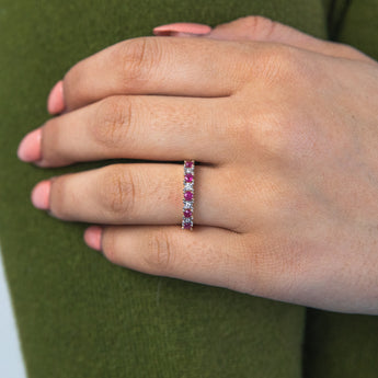 9ct Yellow Gold Natural Ruby and Diamond Ring