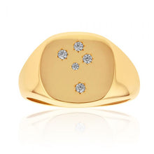 Load image into Gallery viewer, 9ct Yellow Gold Zirconia Southern Cross Set Gents Ring