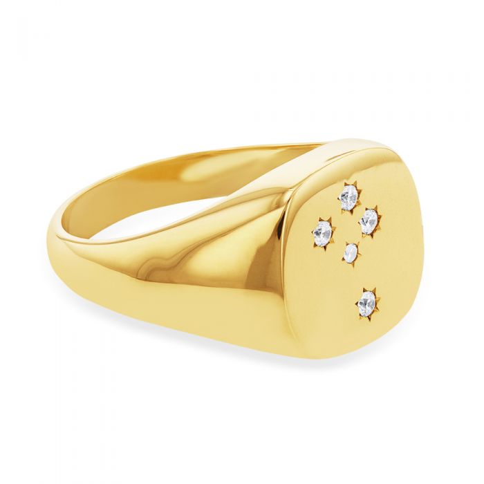 9ct Yellow Gold Zirconia Southern Cross Set Gents Ring