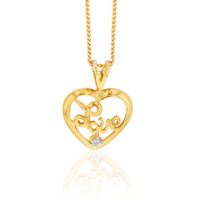 Load image into Gallery viewer, 9ct Yellow Gold Zirconia &quot;Love&quot; Heart Pendant