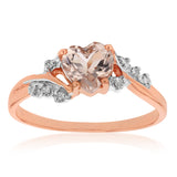 9ct Rose Gold Morganite and Diamond Heart Ring