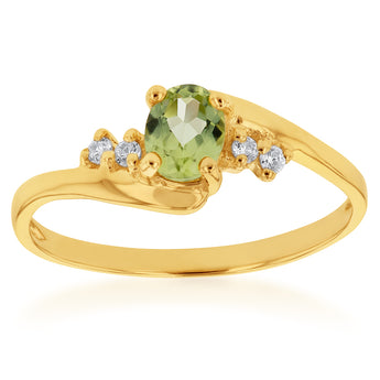 9ct Yellow Gold Peridot and Zirconia Ring