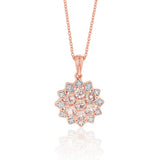 Rose Plated Sterling Silver Morganite and White Zircon Starburst Pendant on Chain