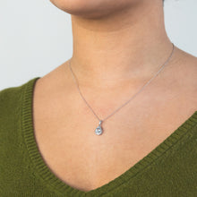 Load image into Gallery viewer, 9ct White Gold 7x5mm 0.65ct Aquamarine and 0.15ct Diamond Pear Pendant on 45cm Chain