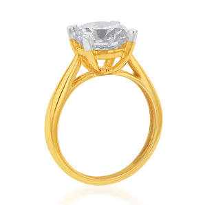 Cubic Zirconia Solitaire 3 Carat Diamond Equivalent Ring in 9ct Yellow Gold