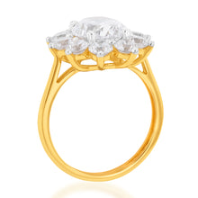 Load image into Gallery viewer, 9ct Yellow Gold Zirconia Flower Ring