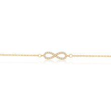 Load image into Gallery viewer, 9ct Yellow Gold &quot;Everlasting Love&quot; 19cm Zirconia Infinity Bracelet