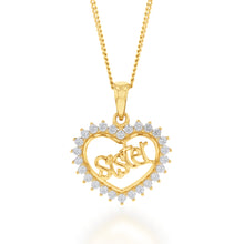 Load image into Gallery viewer, 9ct Yellow Gold Zirconia Sister in Heart Pendant