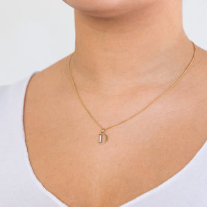 9ct Yellow Gold Inital D Zirconia Pendant