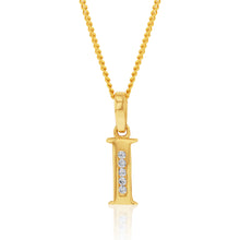Load image into Gallery viewer, 9ct Yellow Gold Initial I Zirconia Pendant