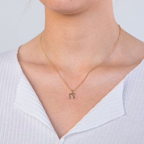 9ct Yellow Gold Initial N Zirconia Pendant