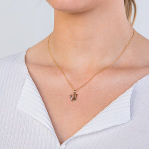 9ct Yellow Gold Initial W Zirconia Pendant