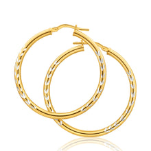 Load image into Gallery viewer, 9ct Yellow Gold Silver Filled Two Tone 30mm Hoop Earrings