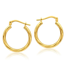 Load image into Gallery viewer, 9ct Yellow Gold Silver Filled Twist 15mm Hoop Earrings