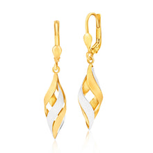 Load image into Gallery viewer, 9ct Yellow Gold Silver Filled Two Tone Finish Twist Cage Drop Earrings