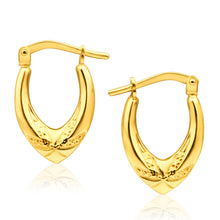 Load image into Gallery viewer, 9ct Yellow Gold Silver Filled Polished V Shape Hoop Earrings