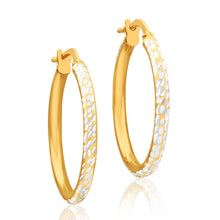 Load image into Gallery viewer, 9ct Yellow Gold Silver Filled 20mm Hoop Earrings with diamond cut feature