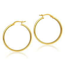 Load image into Gallery viewer, 9ct Yellow Gold Silver Filled Half Round 25mm Hoop Earrings