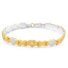 Load image into Gallery viewer, 9ct Yellow Gold Silver Filled Heart Fancy 19cm Bracelet