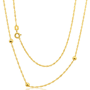 9ct Yellow Gold Silver Filled Singapore 45cm 20 Gauge  Ball Chain