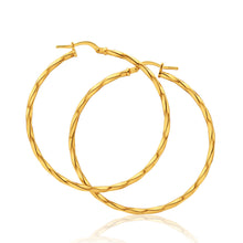 Load image into Gallery viewer, 9ct Yellow Gold Silver Filled Twist 40mm Hoop Earrings
