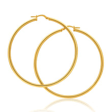 Load image into Gallery viewer, 9ct Yellow Gold Silver Filled Gypsy 50mm Hoop Earrings