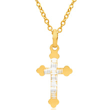 Load image into Gallery viewer, 9ct Yellow Gold Silver Filled Fancy Cross Pendant