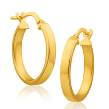 Load image into Gallery viewer, 9ct Yellow Gold Silver Filled Square Edge 15mm Hoop Earrings