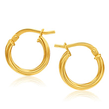 Load image into Gallery viewer, 9ct Yellow Gold Silver Filled Twist Hoop Earrings