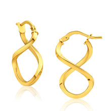 Load image into Gallery viewer, 9ct Yellow Gold Silver Filled Figure 8 Hoop Earrings