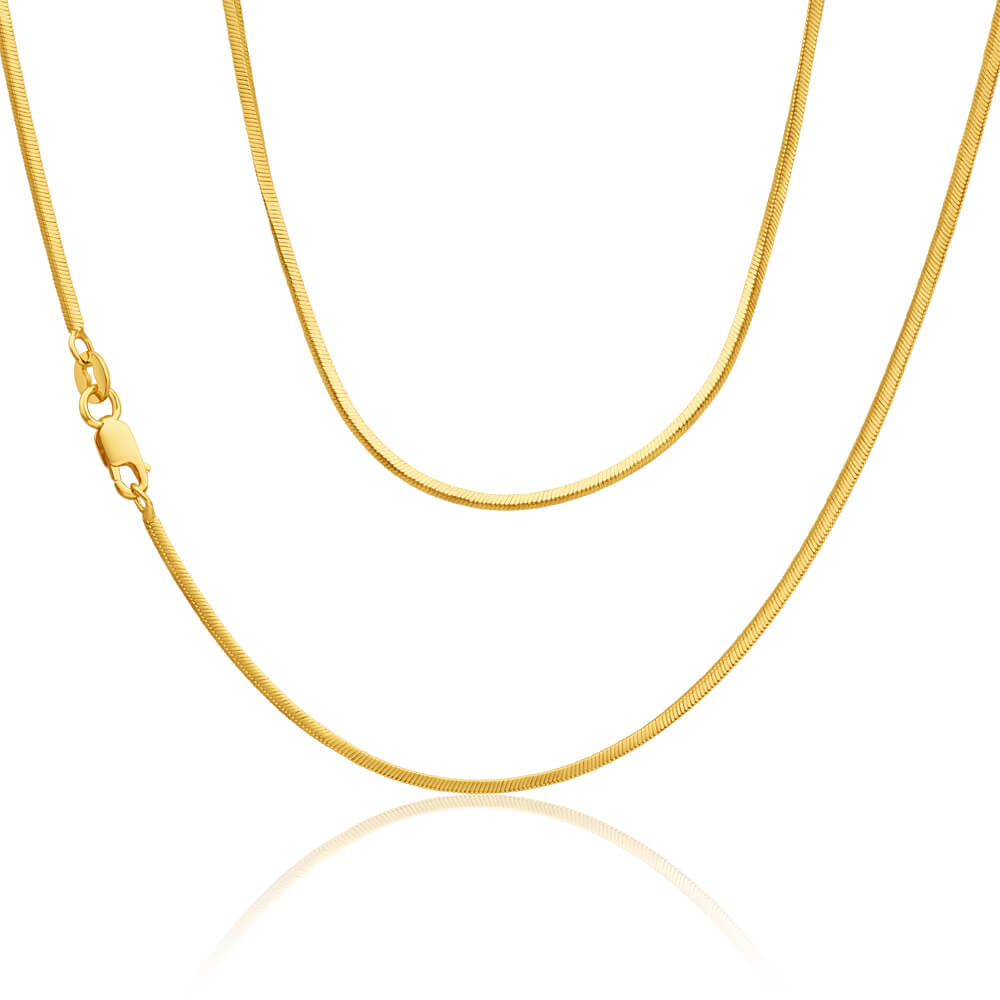 9ct Yellow Gold Silver Filled Snake Sq 45cm Chain