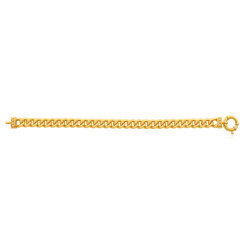 9ct Yellow Gold Silver Filled Cubic Zirconia 20cm Twist Curb Bracelet