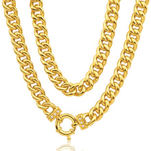 Load image into Gallery viewer, 9ct Yellow Gold Silver Filled Cubic Zirconia 50cm Curb Chain
