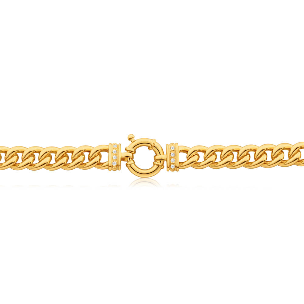 9ct Yellow Gold Silver Filled Cubic Zirconia 50cm Curb Chain