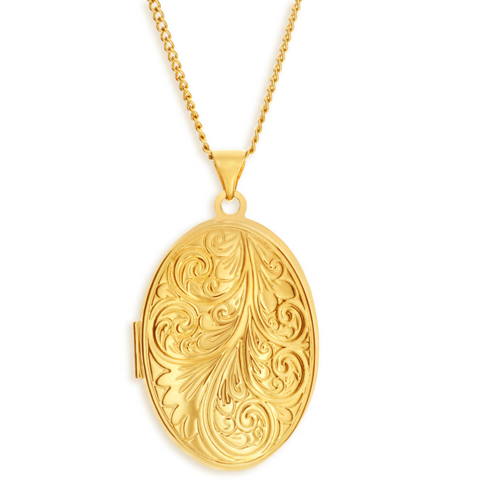 9ct Yellow Gold Silver Filled Oval Shaped Locket