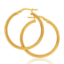 Load image into Gallery viewer, 9ct Yellow Gold Silver Filled Square Round 25 mm Hoop Earrings