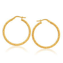 Load image into Gallery viewer, 9ct Yellow Gold Silver Filled Patterned 25mm Hoop Earrings