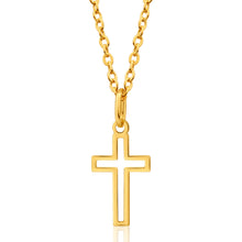Load image into Gallery viewer, 9ct Yellow Gold Silver Filled Open Cross 19mm Pendant