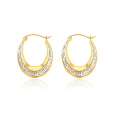 Load image into Gallery viewer, 9ct Yellow Gold Silver Filled Two Tone Oval Hoop  Earrings