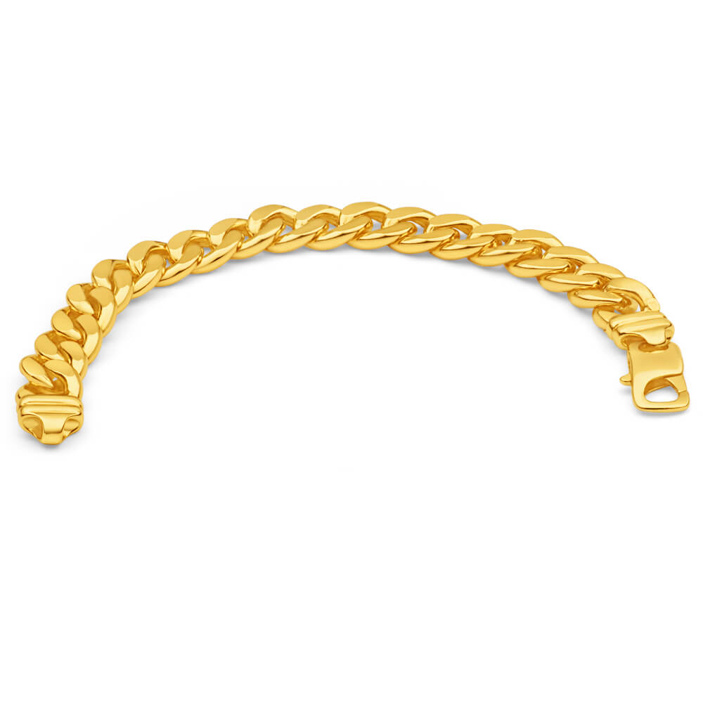 9ct Yellow Gold Silver Filled 21cm Curb Bracelet