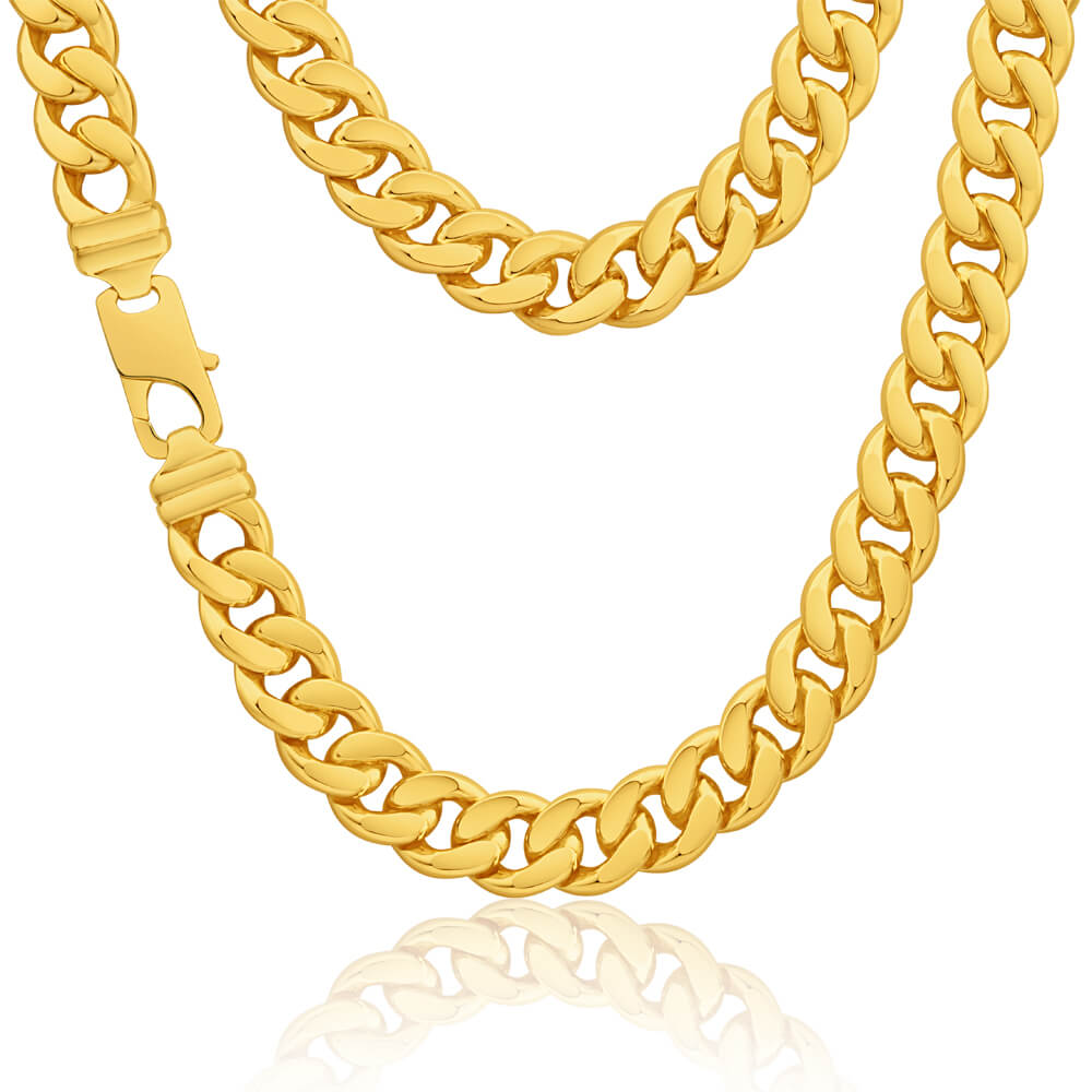 9ct Yellow Gold Silver Filled Flat 55cm Elegant Curb Chain