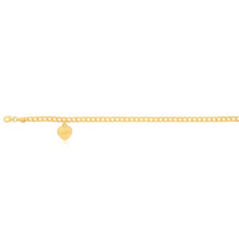 Load image into Gallery viewer, 9ct Yellow Gold Silver Filled Heart 27cm Curb Anklet