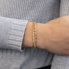 Load image into Gallery viewer, 9ct Yellow Gold Silver Filled Two Tone Double 19cm Curb Bracelet
