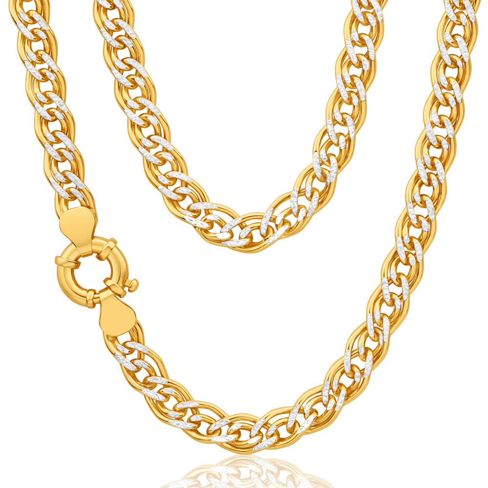 9ct Yellow Gold Silver Filled Double 45cm Classy Curb Chain